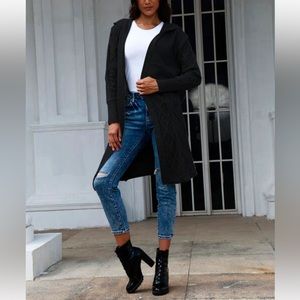 POSH LIVE LISTING BLACK HOODED LONG SWEATER CARDIGAN